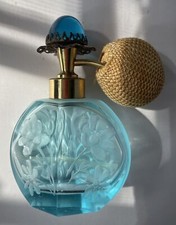 Vintage Japão Azul Floral Corte Vidro Frasco de Perfume Atomizador Vazio comprar usado  Enviando para Brazil