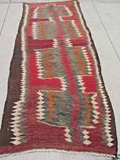 Grande corredor turco louco excêntrico lã kilim tecido plano semi-antigo 4' x 9'7 comprar usado  Enviando para Brazil