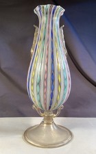 Vintage Murano Veneziano Italiano Zanfirico Latticino Filigrana 12” Vaso Arte Vidro comprar usado  Enviando para Brazil