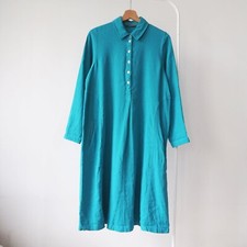 SAHARA sukienka z mieszanki lnu lagenlook turkusowy ziemisty len letnia boheme M L (p22) na sprzedaż  PL