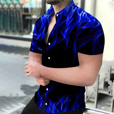 Camisa masculina manga curta nova casual camisas com botões slim fit formal tops comprar usado  Enviando para Brazil