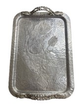 Alças de bandeja vintage feitas à mão Rodney Kent aço inoxidável martelado 408 MCM comprar usado  Enviando para Brazil
