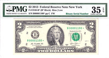 Usado, 2013 $2 FRN PMG VF 35EPQ Fantasia VERDADEIRO 0/1 BINÁRIO **ESTRELA** Série #B00001100* comprar usado  Enviando para Brazil