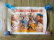 Pôster vintage 1960 World Circus Museum Ringling Bros exército de 50 palhaços lona pesada, usado comprar usado  Enviando para Brazil