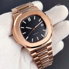 Relógio masculino automático mergulho ouro rosa luxo NH35A safira quadrado 100M vidro traseiro comprar usado  Enviando para Brazil