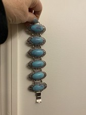 Antigo Karu Arke falso turquesa GG Pulseira Cabachon - Assinada, tom prata comprar usado  Enviando para Brazil