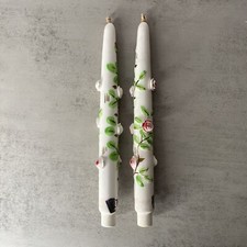 Velas cônicas vintage de cerâmica Arnart 10" com rosas rosa conjunto de 2 castiçais comprar usado  Enviando para Brazil