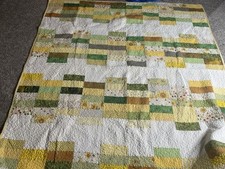 Colcha de retalhos quadrada 56 pol. X 52 pol. amarelo floral verde girassóis dupla face comprar usado  Enviando para Brazil