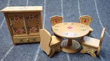 Conjunto de armário 6 peças vintage de madeira para casa de bonecas mesa 4 cadeiras comprar usado  Enviando para Brazil