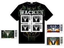 Alemanha 2025 Wacken ao ar livre 3 selos + formato de camiseta SS - edição especial, sem marca de charneira, usado comprar usado  Enviando para Brazil