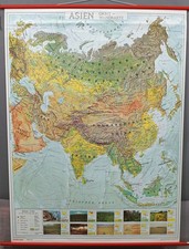 Mapa de parede mural dobrável vintage da Ásia gráfico com fotos coloridas comprar usado  Enviando para Brazil