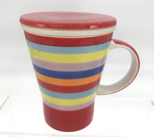 Caneca e filtro Cha Cult listras vermelhas chá íngreme pintado à mão em excelente estado usado comprar usado  Enviando para Brazil