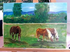 Chevaux peinture gouache d'occasion  Boissy-sous-Saint-Yon