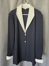 Usado, Blazer preto St John Evening vintage Santana malha com colarinho de lantejoulas e botões preciosos 14  comprar usado  Enviando para Brazil