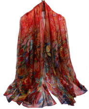 Cachecol feminino 100% seda grande xale envoltório floral vermelho azul cinza MY206-22 comprar usado  Enviando para Brazil