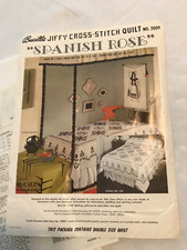 Kit de colcha rosa espanhola com estampa de bucilla ponto cruz cama de casal tamanho vintage, usado comprar usado  Enviando para Brazil