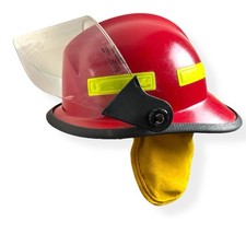 Capacete de incêndio composto MSA Cairns Invader 664 vermelho NFPA 1971, 2000 aba de orelha viseira comprar usado  Enviando para Brazil
