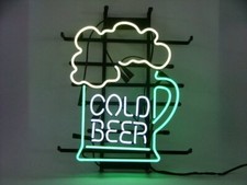Copo de cerveja fria 24"x18" placa de néon lâmpada display decoração feita à mão barra pendurada LE comprar usado  Enviando para Brazil