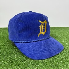 Chapéu Snapback Vintage Anos 90 Detroit Tigers MLB Beisebol Azul e Amarelo Veludo Corda, usado comprar usado  Enviando para Brazil