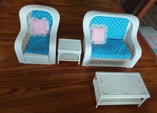 Usado, Conjunto miniatura de vime/plástico para móveis infantis ao ar livre Mattel 1983 comprar usado  Enviando para Brazil