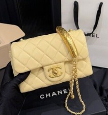 Bolsa tiracolo Chanel clássica vintage alta qualidade alça dourada corrente amarela (% 98 comprar usado  Enviando para Brazil