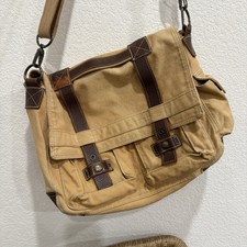 Bolsa carteiro A/X Armani Exchange couro lona caqui conversível ombro/mão comprar usado  Enviando para Brazil
