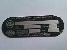 Typenschild eisenwerk grümer gebraucht kaufen  Deutschland