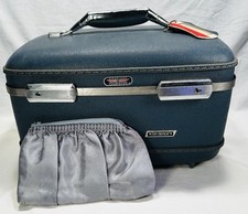Antiga Mala de Maquiagem American Tourister Tri-Taper Train Azul com Bandeja LEIA comprar usado  Enviando para Brazil