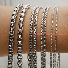 "Collar de cadena de acero inoxidable de plata de 1/2/3/5/7 mm para hombre mujer caja de joyas 16-40" segunda mano  Embacar hacia Mexico