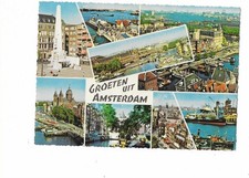 Używany, N444 AK Groeten uit Amsterdam wieloobrazowa mapa niewykorzystana ok. 1950 na sprzedaż  Wysyłka do Poland