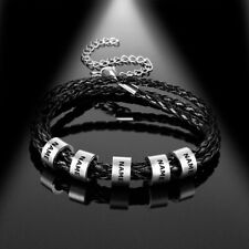 Usado, Pulseira de couro personalizada com contas de aço inoxidável comprar usado  Enviando para Brazil