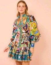 Mini vestido Alemais Evergreen floral linho manga longa tamanho AU 8 EUA 4 comprar usado  Enviando para Brazil