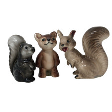 Lote de 3 estatuetas vintage de porcelana antropomórfica de urso esquilo Skunk do Japão comprar usado  Enviando para Brazil