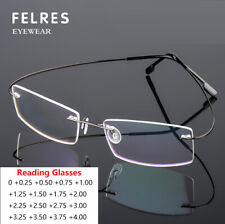Gafas de lectura cuadradas de metal sin montura clásicas para hombres gafas presbicias de negocios nuevas segunda mano  Embacar hacia Mexico