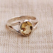 Anel de casamento feminino feito à mão de prata esterlina 925 pedra preciosa citrina presente B-552 comprar usado  Enviando para Brazil