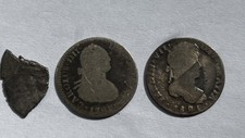 3 moedas reais do México, um quarto de espiga real, 2 moedas reais, 1795 e 1821 comprar usado  Enviando para Brazil