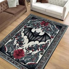 Elegante Tapete de Área Vitoriano para Decoração de Quarto Gótico - Tapete Gótico Preto e Vermelho Vinho com comprar usado  Enviando para Brazil