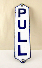 Placa de porcelana antiga original PULL porta industrial publicidade de segurança ferroviária comprar usado  Enviando para Brazil