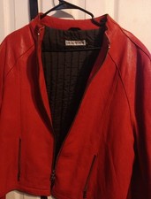 Jaqueta de couro vermelha masculina/feminina genuína Emporio Armani tamanho 52 UE comprar usado  Enviando para Brazil