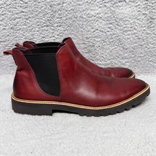 Botas de tornozelo femininas Ecco Incise sob medida tamanho 10 Chelsea couro vermelho Syrah, usado comprar usado  Enviando para Brazil