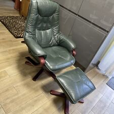 vintage green leather armchair for sale  SOUTH SHIELDS