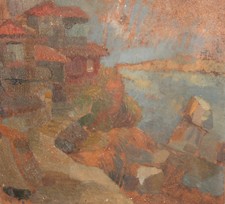 Casas de paisagem expressionistas vintage com pintura a óleo comprar usado  Enviando para Brazil