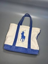 Bolsa Tote de Lona Ralph Lauren - Rara Big Pony - Azul Marinho / Creme - Vintage, usado comprar usado  Enviando para Brazil