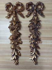 Vintage Tom Dourado Floral Rose Swag Decoração de Parede Placa Laço Estilo Barroco - Siroco? comprar usado  Enviando para Brazil