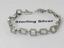 Pulseira de tênis Macy's cúbica zircônia elos quadrados em prata esterlina comprar usado  Enviando para Brazil