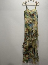 Vestido de Coquetel Knockout Elegante Camadas Verde Floral Basix Etiqueta Preta Opt Strap, usado comprar usado  Enviando para Brazil