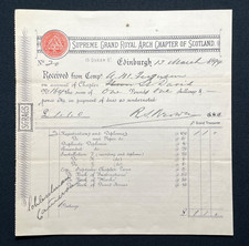 1894 masonic receipt for sale  CARRICKFERGUS