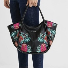 Bolsa tote Desigual preta bordada floral ombro boho com alça transversal comprar usado  Enviando para Brazil