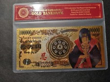 ITACHI UCHIHA -AKATSUKI-NARUTO -BANCONOTA DORATA DA COLLEZIONE -20TH ANNIVERSARY na sprzedaż  Wysyłka do Poland