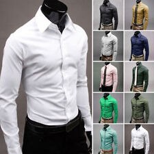 Usado, Camisa social masculina luxuosa de negócios slim fit camisetas formais manga longa tops Reino Unido comprar usado  Enviando para Brazil